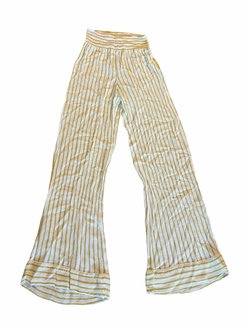 Billabong White Green Striped Wide Leg Daybreak Pants - Picture 3 of 9